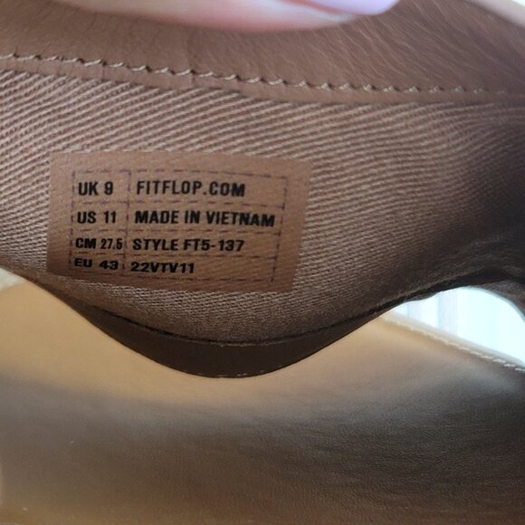 FitFlop Eloise Slides Sandals Women's Beige Leather Cork Wrap Wedge Slides Sz 11 - Picture 7 of 16